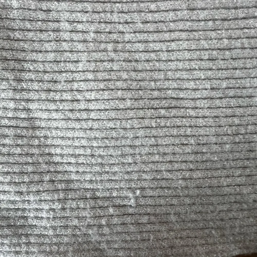 Carmen Marc Valvo Oatmeal Neutral Ribbed Knit Zipper Sleeve Sweater | S - Picture 6 of 6